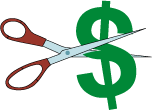 image of scissors cutting dollar sign