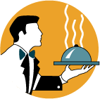 Waiter with gourmet platter