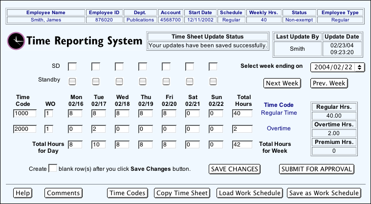 Trs Time Sheet Saved Page